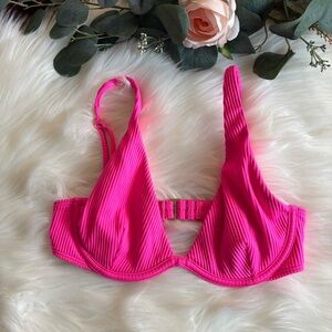 Hollister Womens Hot Pink Ribbed Underwire Bikini Top Size XS